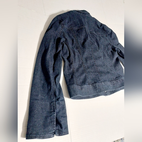 Talbots Denim Jacket w/ French Cuff Sleeves. Dark Blue Denim. Size 10 - Picture 7 of 10